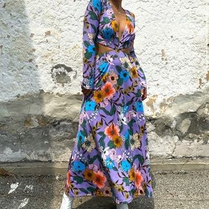 Maxi floral cut out dress